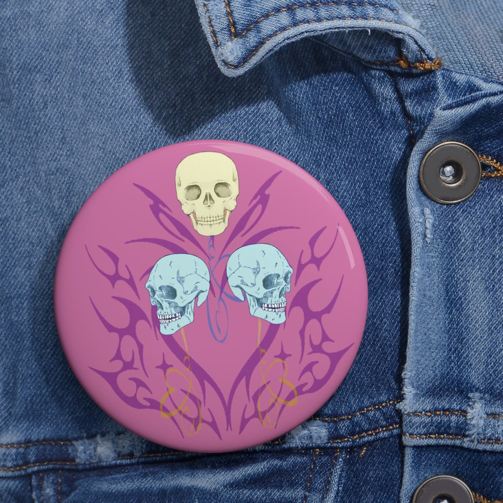 Balloon Skulls Button Pin | Laughter Emo Fanart Accessory