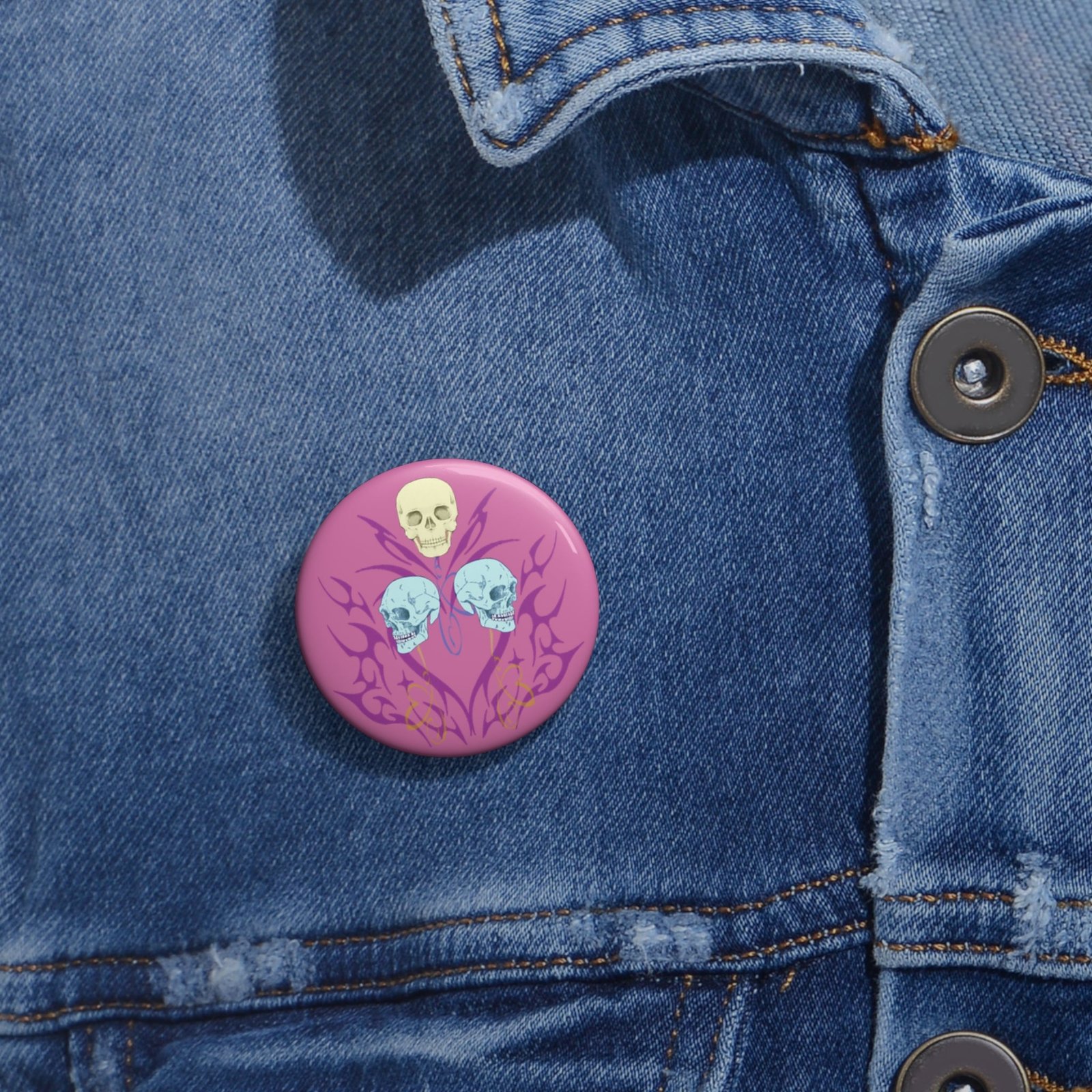 Balloon Skulls Button Pin | Laughter Emo Fanart Accessory