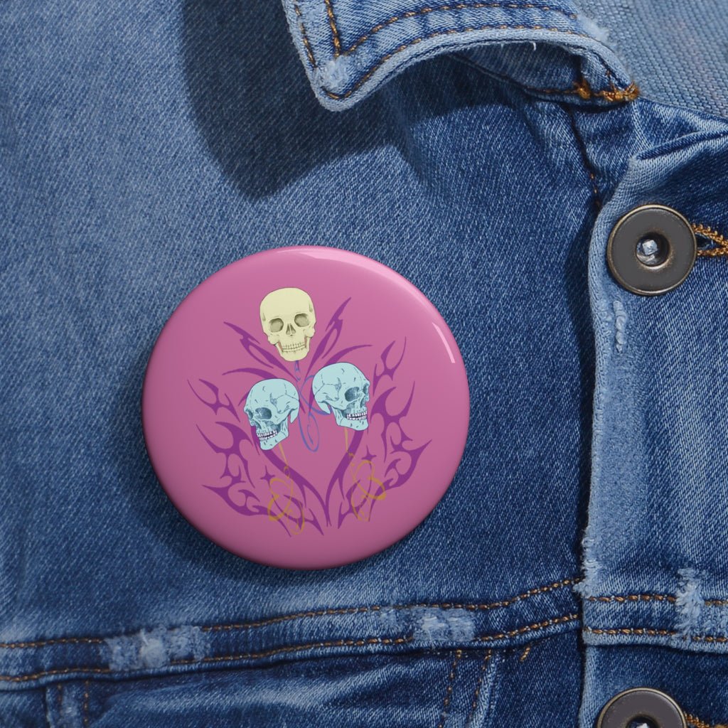 Balloon Skulls Button Pin | Laughter Emo Fanart Accessory